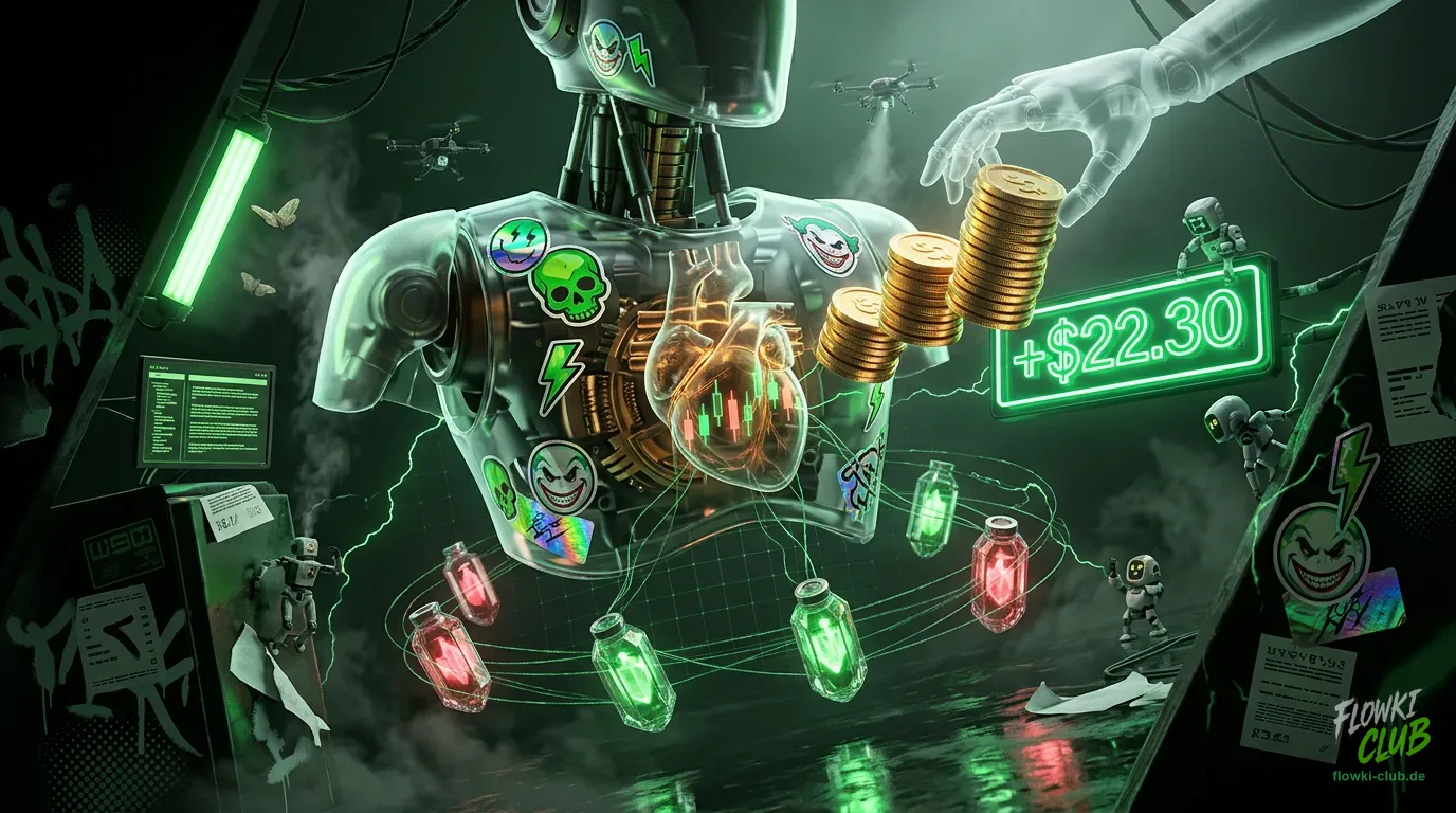 13. August: 3 Trades geschlossen (+$22,30), 6 Positionen offen, Equity $1.223